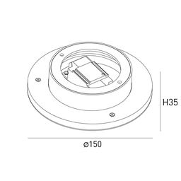 Yoritgich o‘lchamlari sxemasi: diametri 150 mm
