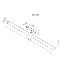 Mat diffuzorli trubka chiroq, SY-LINK seriyasi, Qora, 15Вт, IP20, Iliq oq (3000К), SY-LINK-GL600-BL-15-WW