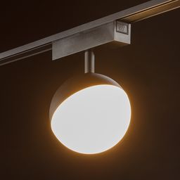 Светильник-шар на магнитном треке SLIM, включенный свет