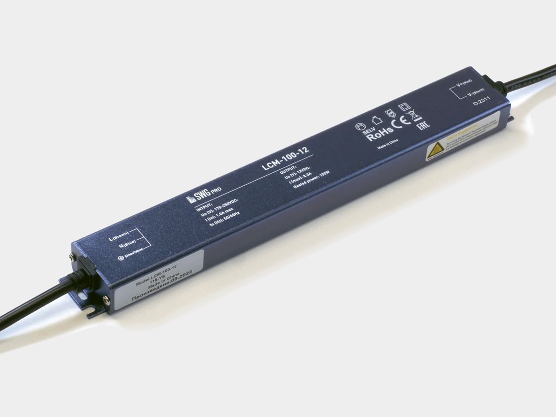 SWG PRO LCM-100-12 ultra yupqa quvvat manbai bloki, qora