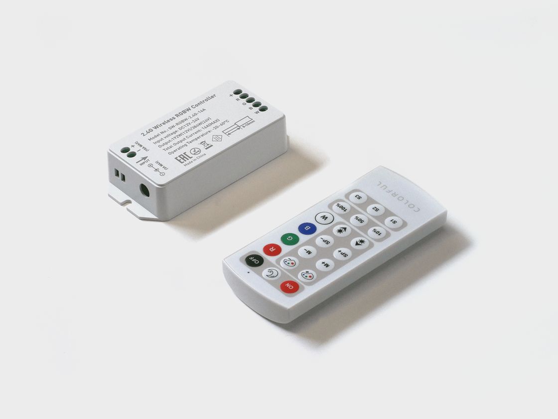 RGBW kontroller, 2.4G pult bilan, 21 tugma, DC12/24V, <16A(MAX), SW-RGBW-2.4G-16A