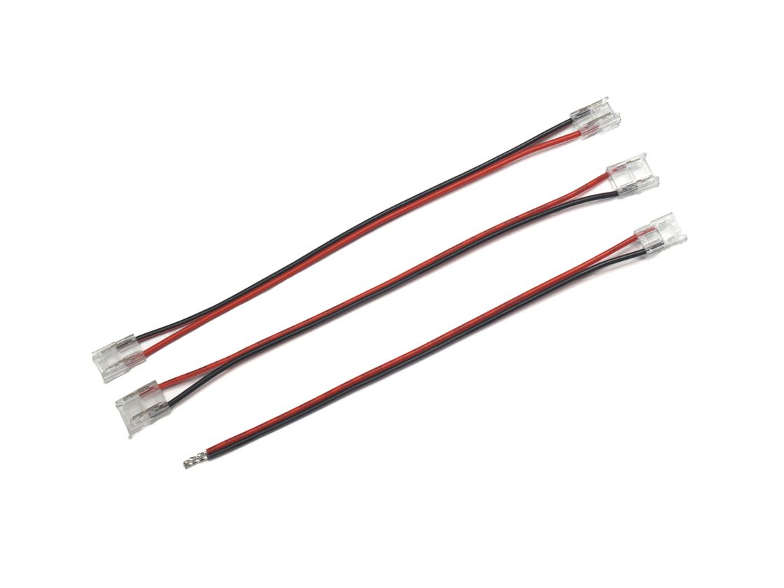 10 mm LED lenta uchun bir tomonlama plastik konnektor, simli, CN-10MM-2P-BW-SC