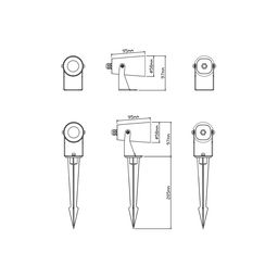 Landshaft LED yoritgich 7 Vt, 18°, 100-240V, 3000K (iliq oq), IP65, qora, FL-F24A-7-BL-WW