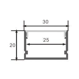 LED lenta uchun alyuminiy ustki profil, diffuzor (ekran) bilan, 2 m, SF-3020