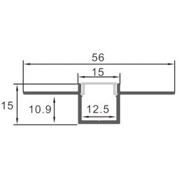Gipsokarton uchun ichiga o‘rnatiladigan LED lenta profili, diffuzor (ekran) bilan, 2 m, RC-5515