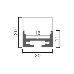 LED lenta uchun alyuminiy ustki profil, diffuzor (ekran) bilan, 2,5 m, LS.1911