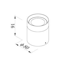 Vulkan 10 Vt tashqi nakladnoy yoritgich, 50°, 220–240 V, 3000K (issiq oq), IP65, dumaloq shift uchun, Triac
