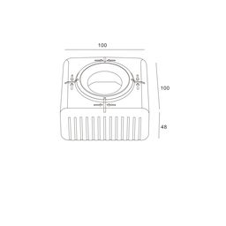 100×100×48 mm o‘lchamdagi o‘rnatma detal chizmasi, o‘rnatish chuqurligi 50 mm