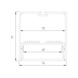LS 7477 profilining kesim chizmasi, kengligi 74 mm
