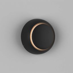 Черный настенный светильник с кольцевой подсветкой, вид спереди