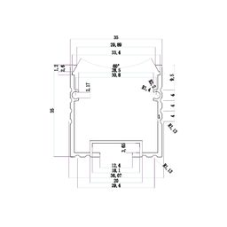 LED lenta uchun ustki alyuminiy profil, 2 m, SF-3535