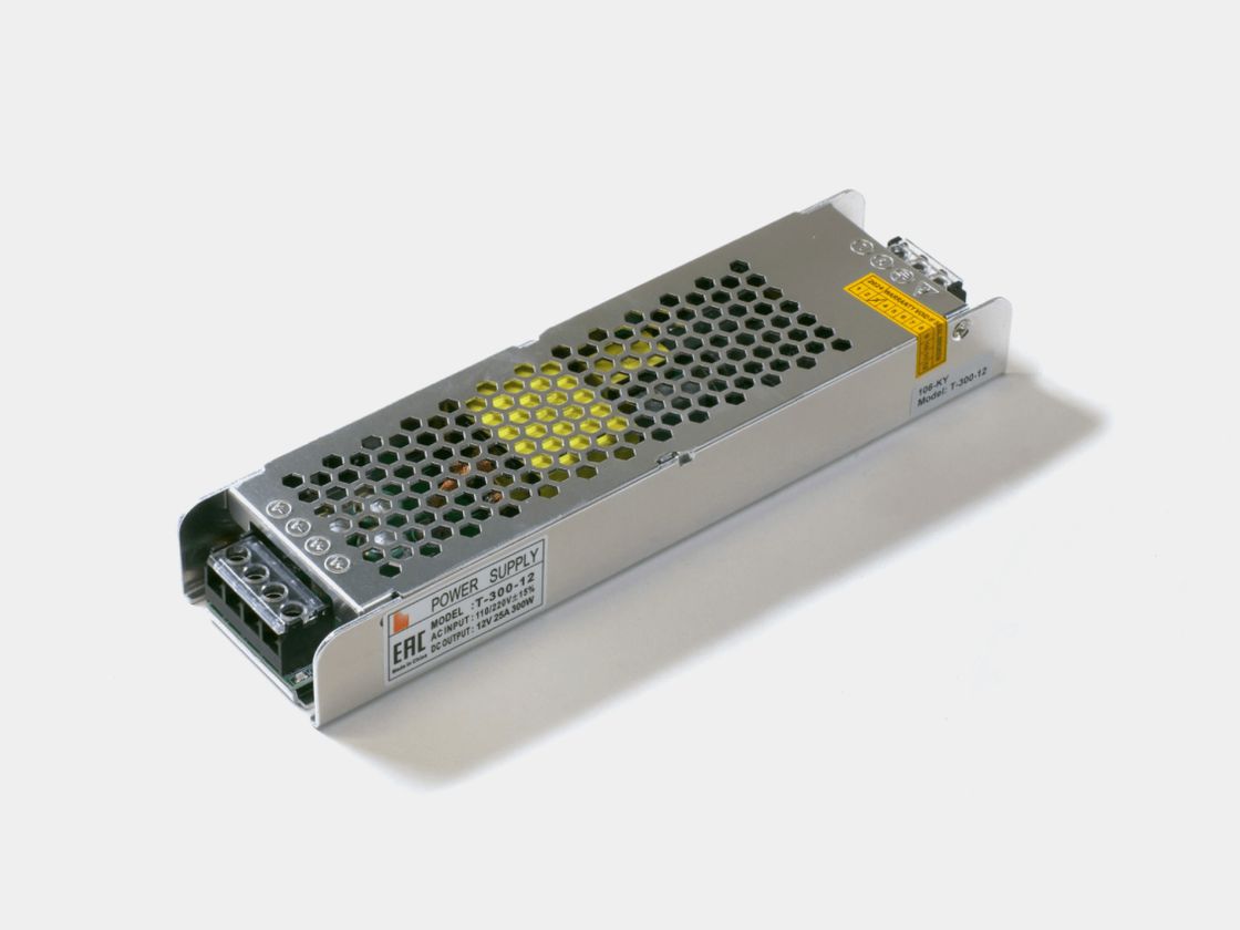 Узкий блок питания 12V 300W IP20, вид сверху