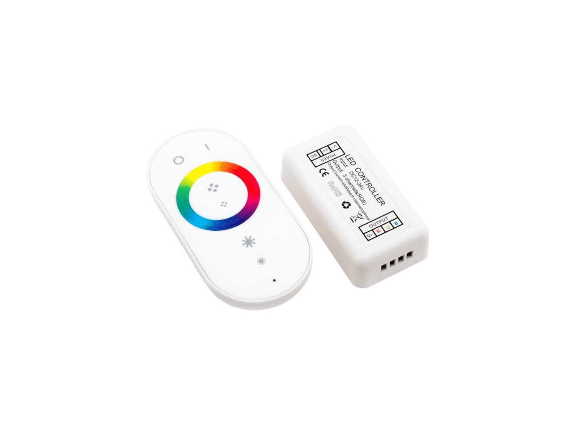 RF RGB kontroller va sensorli masofadan boshqaruv pulti, oq korpus