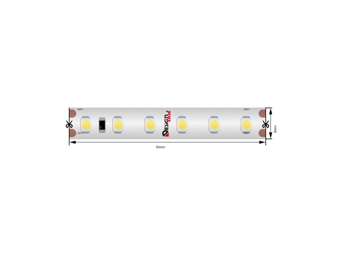 24V+ belgilanishiga ega SMD 3528 LED lenta segmenti