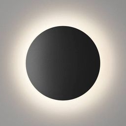 Qora rangli dumaloq devor chirog‘i, old tomondan ko‘rinish, halo effekti