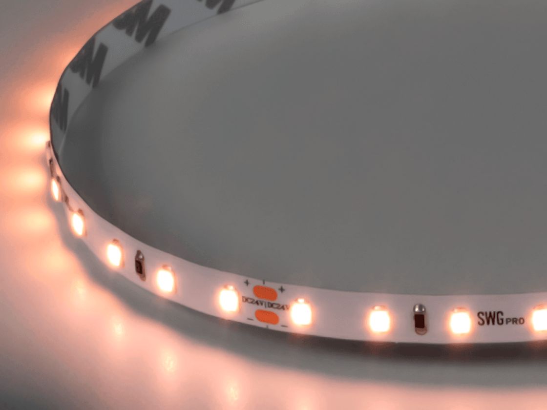 SWG PRO 2835 LED tasma, 84 LED/m, 8,6 Vt/m, 24V, IP20, Rang: Iliq oq, SWG2P84-24-8.6-WW