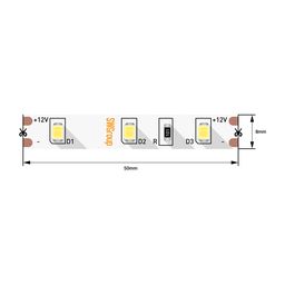 Фрагмент ленты SMD2835 с маркировкой +12V и контактами