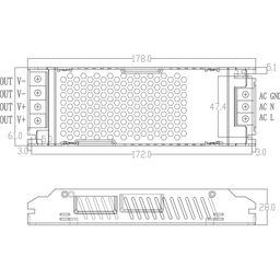 Блок питания для светодиодной ленты LUX компактный, 24В, 200Вт, IP20, T-200-24-LUX