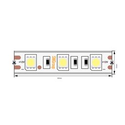 +12V belgilanishi va kontaktlari ko‘rinib turgan LED lenta bo‘lagi