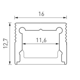 Ekranli LS1613 alyuminiy profilining kesimi