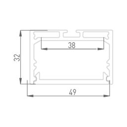 LS 4932 alyuminiy profilining kesimi, o‘lchami 49×32