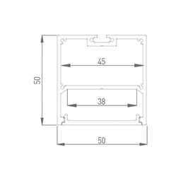 LS 5050 profilining kesim chizmasi, o‘lchamlari 50×50